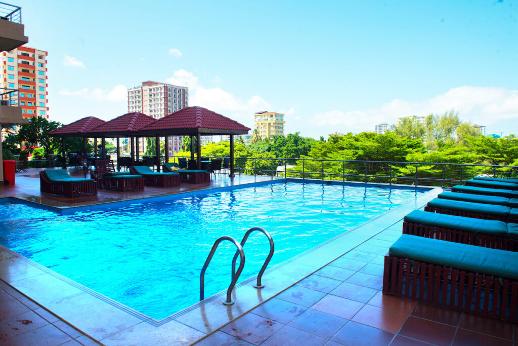 Pool area near Aura Suites Dar-es-Salaam